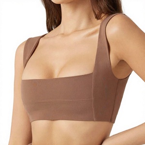 Sujetador deportivo de cuello cuadrado para mujer, soporte medio, para yoga, entrenamiento, ropa deportiva, color sólido, tirantes ajustables, para adultos - Product Image 1