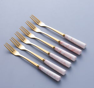 Sang Trọng Dao Kéo Chủ Cho Nhà Hàng Bảng Tea Spoon Và Món Tráng Miệng Ngã Ba Đặt Đá Cẩm Thạch Gốm Xử Lý Thìa Ngã Ba - Product Image 5