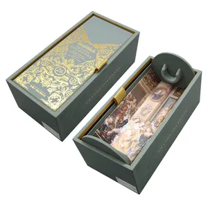 Boîtes d'emballage en carton rigides de luxe, boîtes rigides vertes mat, coffret d'emballage à Champagne, Whisky, vin rouge, coffret cadeau en papier, 12 pièces