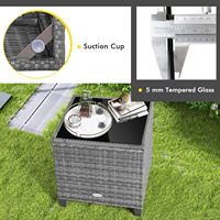HAPPYGRILL Ensemble de conversation d'extérieur durable 2 pièces en rotin PE, canapé en rotin PE, chaises en osier PE, table d'appoint en verre trempé, coussins amovibles