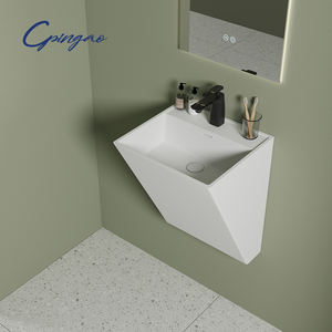 Lavabo mural en pierre artificielle <span class=keywords><strong>d</strong></span>'<span class=keywords><strong>angle</strong></span> de toilette rectangulaire au design moderne <span class=keywords><strong>pour</strong></span> salle de bain évier suspendu au mur à surface solide - Product Image 2