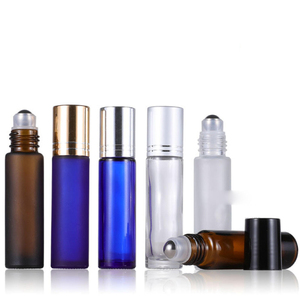 Hot Sale Cosmetic Stock <b>Roller</b> 10ml <b>Perfume</b> Bottles with Gold Cap Clear Amber Glass Silk Screen Printed for Face Skin Care Serum - Product Image 3