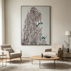 Flower Textured Silk Screen Acrylic <b>Framed</b> Oil Painting Hand Painted for Wall Art House Hotel Calming Decoration Interior - Product Image 3