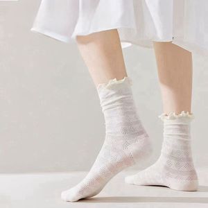 Women Slouch <b>Socks</b> White Solid Color Mesh Top Breathable Cotton <b>Sock</b> Youth Fashion Wear - Product Image 1