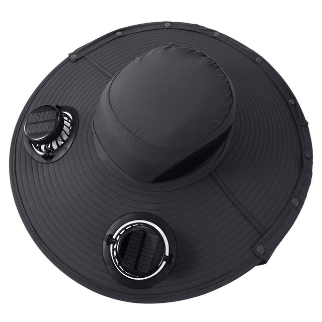 2025 New Arrival Summer Men Solar Fan Bucket Hat Outdoor Activities Sunshade Mountaineering Fishing Wide Brim Bucket Hat