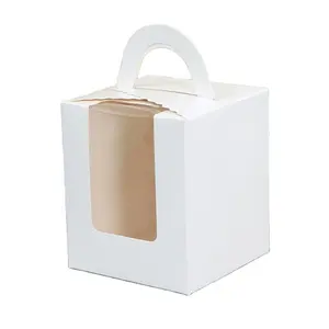 cajas de la magdalena de solo Suppliers-Caja de cupcakes blanca con ventana, 1 unidad