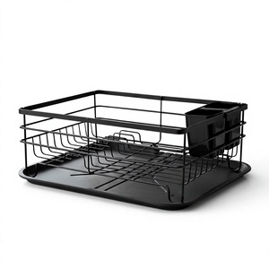 <b>Black</b> Metal Kitchen Dish Drying Rack with Drainboard <b>Utensil</b> <b>Holder</b> - Product Image 6