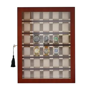 Sonny Custom Wall Mounted Hanging Mahogany Wooden 30 Slots Watch Display Collection Cabinet Box