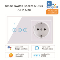 Prise murale intelligente Wi-Fi avec double port USB, compatible HomeKit, Tuya, eWeLink, Alexa et Google Voice, contrôle tactile, pour le Royaume-Uni (Chine)