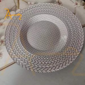 All'ingrosso eleganti piatti per caricabatterie in argento ristorante Hotel Wedding Table decorazioni sottopiatti cena <span class=keywords><strong>pranzo</strong></span> in <span class=keywords><strong>vetro</strong></span> - Product Image 1