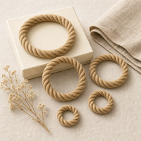 Jute-Seil-Ringwurfspiel, 14mm dick, 10cm bis 50cm Durchmesser, für Outdoor, Rasen, Hof, Karneval, Deko, geflochten