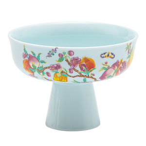 Élégante assiette à fruits en porcelaine à pied, motif bergamote, design rétro de luxe, pour la maison et les réceptions - Product Image 5
