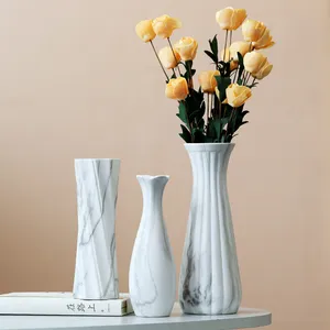 Vaso de flores de porcelana nórdica personalizado, vaso de flores branco de cerâmica exclusivo para decoração de casa