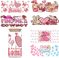 Gobelets UVDTF personnalisés 16oz 20oz 24oz Autocollant de transfert de logo de dessin animé lavable UV DTF verre gobelets pour tasse à café vente en gros