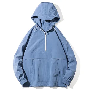 OEM özelleştirilmiş kapüşonlu kazak rüzgar geçirmez açık Softshell rüzgarlık ceket