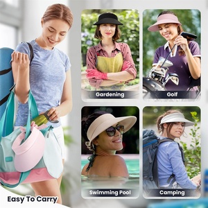 Rộng Vành Sọc <span class=keywords><strong>Sun</strong></span> <span class=keywords><strong>Visor</strong></span> <span class=keywords><strong>hat</strong></span> đối với phụ nữ ngoài trời mùa hè thể thao sử dụng UPF 50 + UV bảo vệ 100% cotton biểu tượng tùy chỉnh - Product Image 6