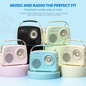 Radio Portatile <span class=keywords><strong>Vintage</strong></span> AM/FM a Transistor con Alimentazione a Batteria o da Parete, Altoparlante Retrò in Plastica con Orologio DC - Product Image 5