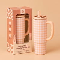 Gobelet isotherme à double paroi ODM 304 de 40 oz et 30 oz avec poignée et couvercle à paille rabattable en Tritan, compatible porte-gobelet