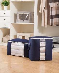 Grand sac de rangement pour vêtements avec poignée renforcée, tissu épais non tissé, sac de rangement pour couette ménager - Product Image 5
