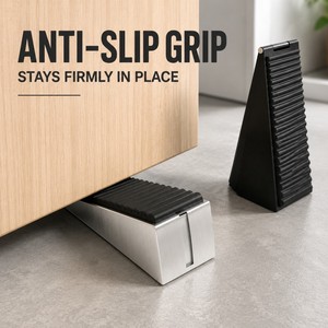 Cale de porte en caoutchouc en acier inoxydable de qualité commerciale, quincaillerie de sol en métal durable pour portes en bois d'hôtels de luxe et de bureaux - Product Image 3