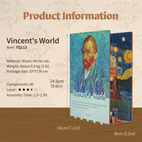 Kit de bricolage en bois Tonecheer pour Booknook, Le Monde de Vincent, Nuit étoilée de Van Gogh, Puzzle 3D en bois avec LED, Kit de jouet DIY pour Book Nook