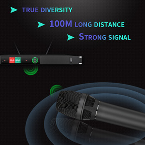 Micrófono Inalámbrico Profesional OEM de Mano, Ajustable, de 2 Canales, con Procesamiento de Sonido Dinámico, Micrófono Vocal para Reuniones - Product Image 3