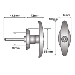 Serrure de sécurité pour porte de garage, cylindre de serrure en alliage de zinc, poignée en T plate, pour coffre de voiture, porte de garage, porte de placard métallique - Product Image 5