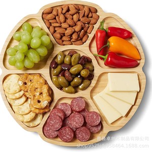 Sunflower-shaped wooden rotating solid wood <b>tray</b> for afternoon <b>tea</b>, desserts, fruits, vegetables, and bread. - Product Image 1
