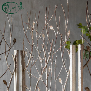 Paravent pliant vintage en fer A1546, design rétro vieilli motif branche, pour décoration de salon et d'entrée - Product Image 4