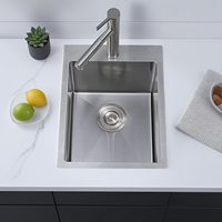 Évier de cuisine à bol unique fait à la main en acier inoxydable blanc argenté Offre Spéciale coin rond avec un trou sans robinet direct US