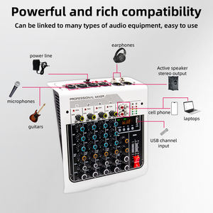 Mixer <span class=keywords><strong>Audio</strong></span> Professionale Mini a 4 Canali con Scheda <span class=keywords><strong>Audio</strong></span>, Console di Missaggio per DJ/Controller <span class=keywords><strong>Audio</strong></span> per Karaoke, Palco, Casa, +48V, USB - Product Image 6