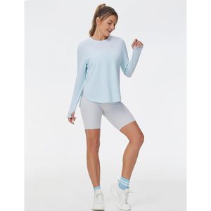 Camiseta Deportiva de Manga Larga para Mujer, Ligera, de Algodón, Cuello Redondo, para Yoga, con Orificios para los Pulgares - Product Image 5
