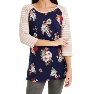 Venta al por mayor de moda Floral Pullover Tops para maternidad y lactancia Cómodo Modal Camisetas Estilo Casual para el verano - Product Image 6