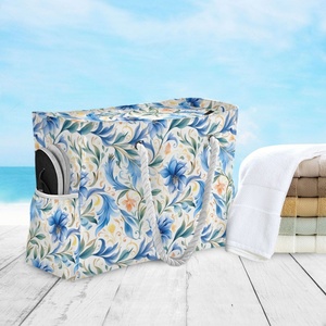 Custom Tropical Flower Print <b>Large</b> Summer Waterproof Gym Overnight Shoulder <b>Beach</b> Tote <b>Bags</b> for Women - Product Image 5