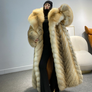 <span class=keywords><strong>Cappotto</strong></span> Lungo Invernale da Donna in Vera <span class=keywords><strong>Pelliccia</strong></span> di Volpe Dorata di Lusso Premium - Product Image 3