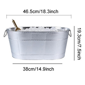 Cubo de Hielo Metálico Grande para Bebidas, Tina Ovalada Galvanizada para Cerveza con Asas, Enfriador de Champán de Grado Comercial para Bar, KTV y Fiestas - Product Image 5