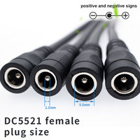 Connecteur DC XT30 Mâle & Femelle 1-2 Voies 5521 avec Cordon Répartiteur en Y, Type d'Extrémité IEC, Alliage Laiton Noir