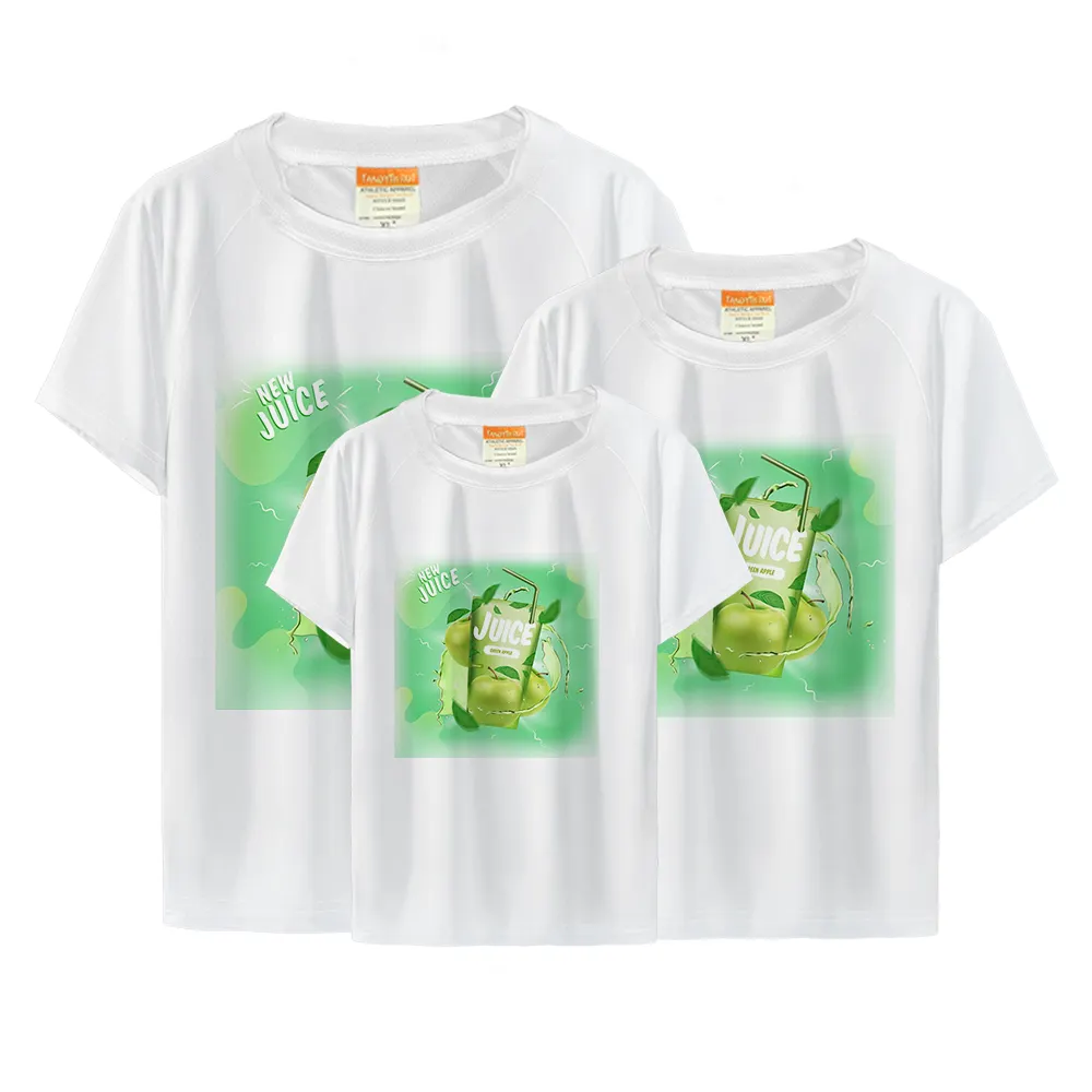 Beyaz boş T shirt DIY süblimasyon T-Shirt ekip boyun kısa kollu tişört çocuklar için kadın erkek rahat T shirt