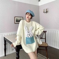 Huachao nouveaux vêtements dessin animé tricot col rond sweat à capuche pour femme surdimensionné à manches longues pull femmes pull pull