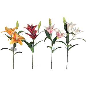 Sen Masine 3 tête faux lys vraie touche fleur artificielle lys pour arrangement maison hôtel bureau <span class=keywords><strong>jardin</strong></span> - Product Image 1