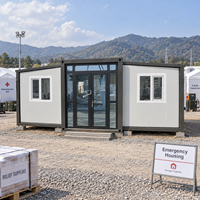 Abri d'urgence préfabriqué à déploiement rapide, maison conteneur modulaire extensible à structure robuste de 20, 30 et 40 pieds