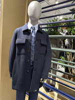 Manteau en laine sur mesure de qualité supérieure pour homme, veste d'hiver marine classique moderne avec poches cargo sur la poitrine