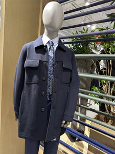 <span class=keywords><strong>Manteau</strong></span> <span class=keywords><strong>Homme</strong></span> Coupe Slim en Mélange de <span class=keywords><strong>Laine</strong></span> (70%) avec <span class=keywords><strong>Col</strong></span> Rabattu, Imprimé Dégradé, Long et Épais, Style Décontracté - Product Image 4