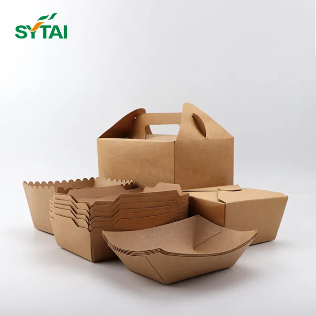 2023 Kraft Food Tray Boat Take Away Bowl Food Dragers Chips Snacks Salade Afhaalmaaltijd Kraft Papieren Kom