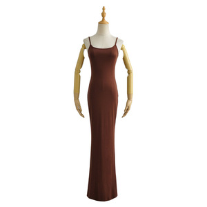 Abito da donna Sexy <span class=keywords><strong>in</strong></span> Jersey <span class=keywords><strong>di</strong></span> <span class=keywords><strong>cotone</strong></span> <span class=keywords><strong>di</strong></span> alta qualità con maniche lunghe a sirena Sexy senza maniche sul fondo del pavimento - Product Image 5