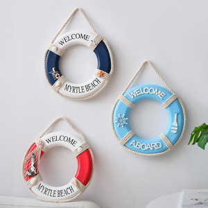 Vente en gros de bouée de sauvetage en bois design art déco, barre d'anneau de natation mobile de haute qualité, décoration murale de fond de fenêtre - Product Image 3