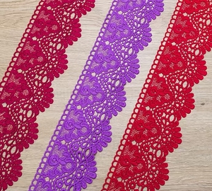 โรงงานขายส่งลูกไม้ปักโพลีเอสเตอร์เคมี ขนาด 10 ซม. หลายสี สำหรับตกแต่งเสื้อผ้า - Product Image 6