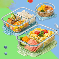 Boîte à lunch en verre borosilicate de haute qualité, boîte à bento pour la maison, compartiments pour micro-ondes, bol de conservation avec couvercle