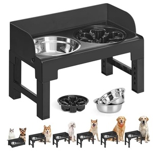 Comederos Dobles para Perros, 5 Alturas Ajustables, Comedero Elevado para Mascotas, Comederos para Comida y Agua para Gatos con Soporte de Acero Inoxidable para Perros - Product Image 1