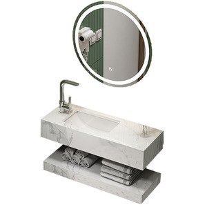 <span class=keywords><strong>Meuble</strong></span>-lavabo mural étroit en dalle de roche, design moderne, luxe léger, forme rectangulaire, avec lavabo et robinet pour salle de bain - Product Image 5